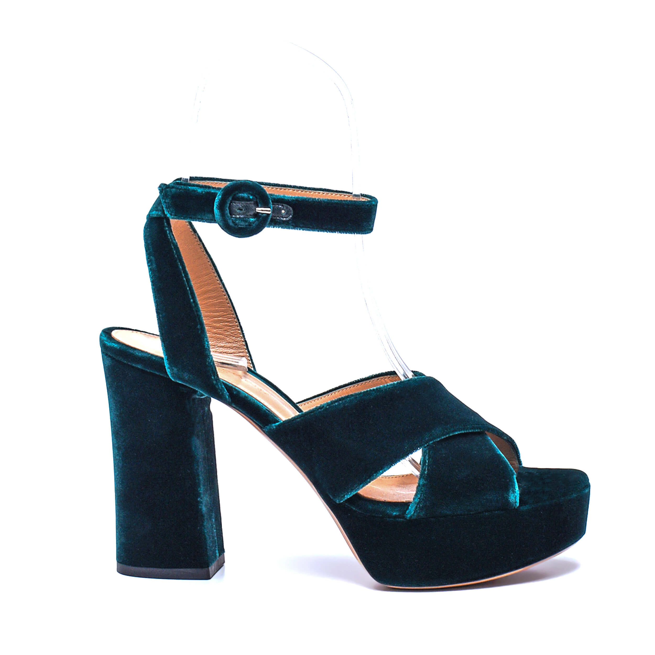 Gianvito Rossi - Roxy Hunter Velvet Crisscross Ankle Strap Sandals / 38.5